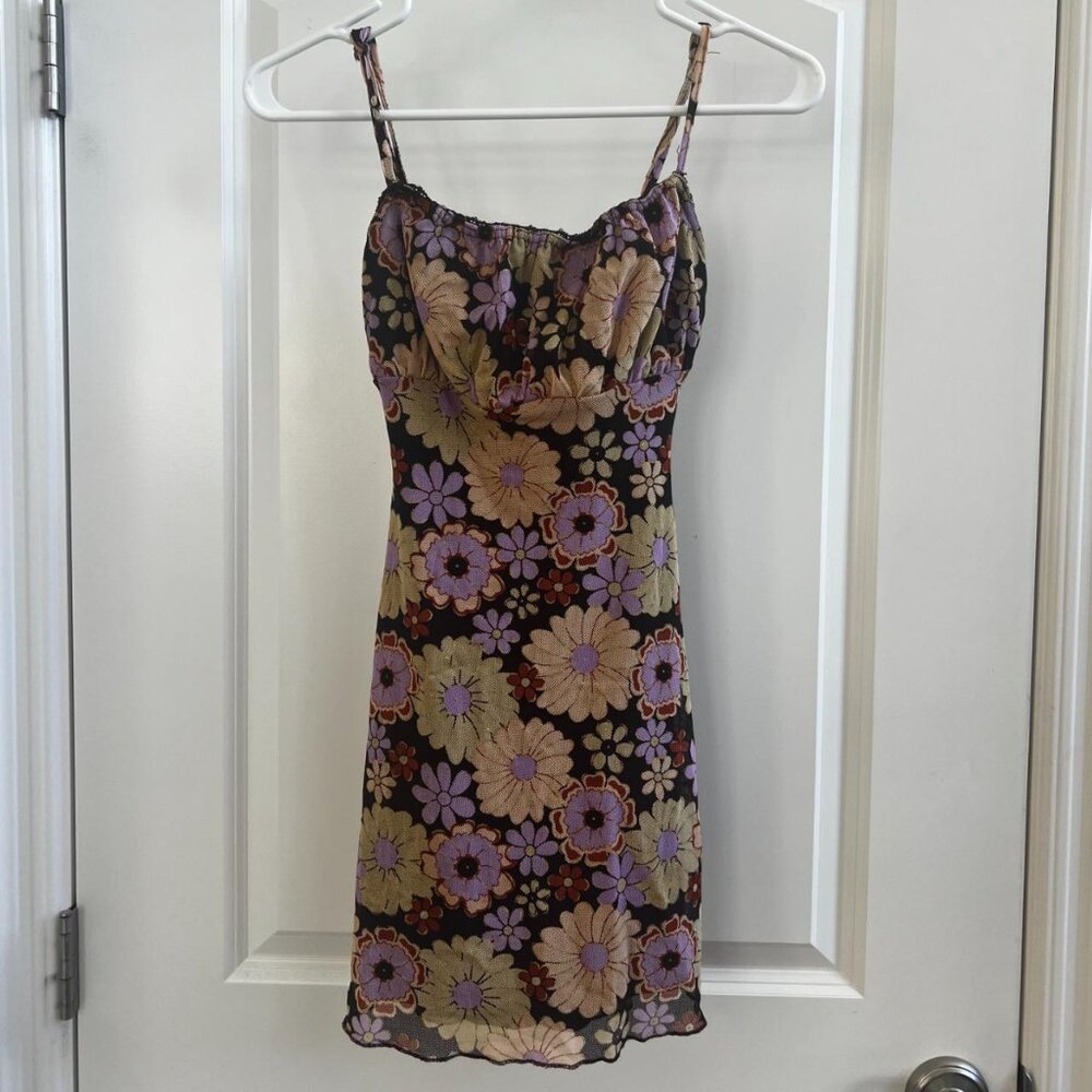 Princess Polly "Teenage Fever" Floral Mesh Mini Dress - Size 0
